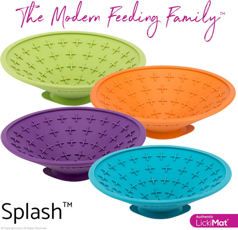 LickiMat Splash Dog Slow Feeder Bowl, Turquoise, Boredom Anxiety Reducer, Perfect for Food, Treats, Yogurt, Peanut