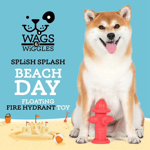 Wags & Wiggles: Fire Hydrant Floatable TPR Dog Toy| Fun Summer Pool Toy for Dogs That Floats | Sturdy Floating Water Toy Fire Hydrant Squeaky Toy for Dogs