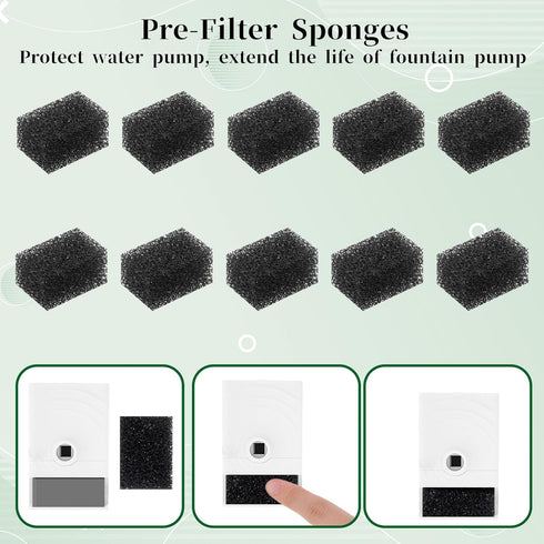 IANFAN 10 92oz/2.8L Pcs Cat Water Fountain Sponge Replacement, Cat Water Foam Filters Square Sponge Filter for Pet