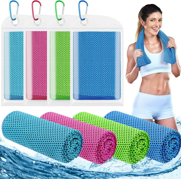 Leuceiy 4 Pack Cooling Towels (40"x12"), Cooling Towels for Neck and Face,