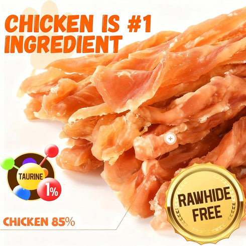 10.6 oz Pawmate Dog Treats Chicken Jerky Strips for Dogs, Natural Healthy Dog Jekry with Taurine, Real Chicken Twists