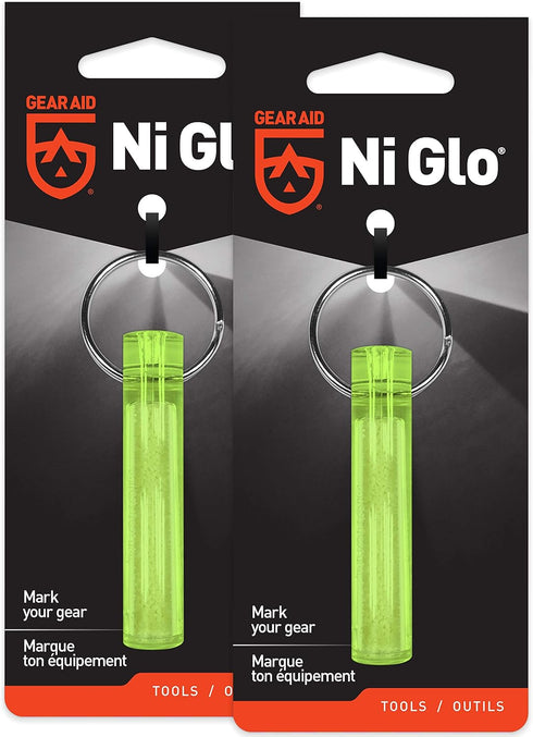 GEAR AID Ni Glo, 2” Glowing Keychain for Camping, Scuba, Night Fishing