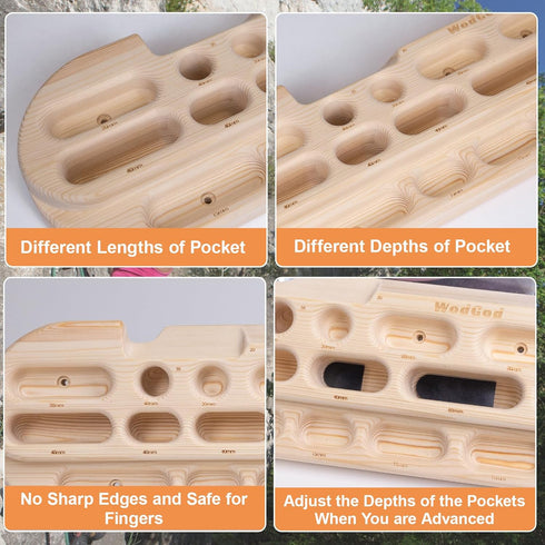 WodGod Climbing Hangboard Rock Climbing Training, Rock Climbing Fingerboard, Wooden Climbing Board Trainer