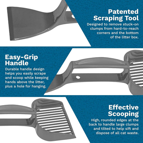 SCRAPE 'N' SCOOP Cat Litter Clump Remover - 2 in 1 Litter Box Scooper & Scraper for Pet Accessories