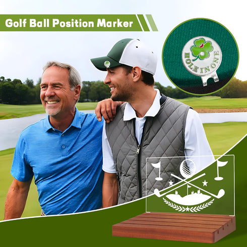 CoolGift Mart Light Up Golf Ball Marker Display, Wooden Acrylic Accessories with Warm White Color Lights USB Powered