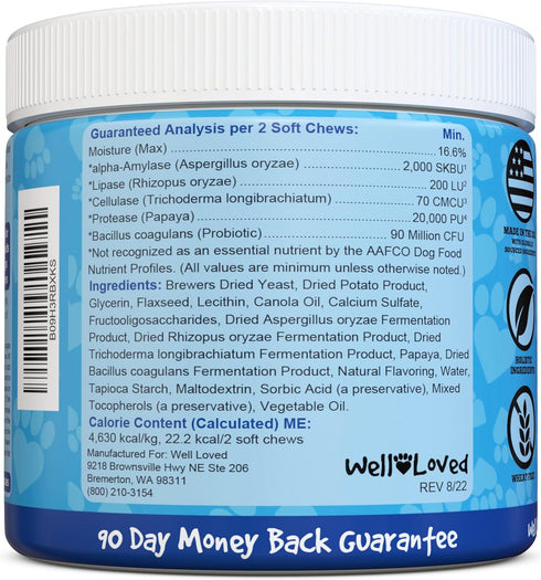 Well Loved Probiotics for Dogs, Dog Probiotics, Made in USA, Vet Developed for Gut Health, Yeast Balance, Itchy Skin