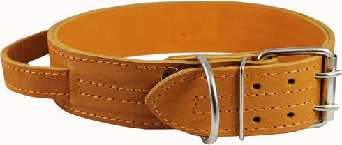 Tan Genuine Leather 27"x1.75" Wide Handle Collar, Fits 20"-24.5" Neck for X-Large Great Dane Mastiff