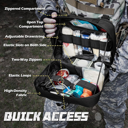 Jueachy Molle Large Tactical Pouch, Expandable Admin Bag for Medical Tool Accessories