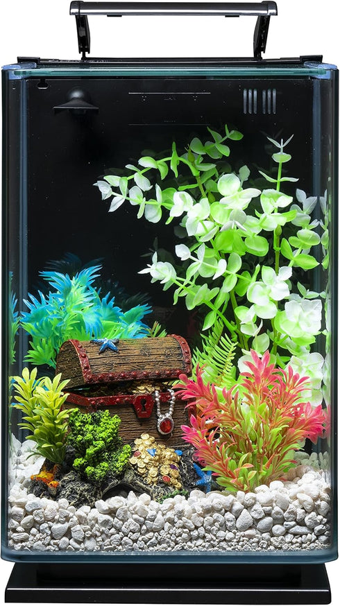 GloFish Plant Aquarium Décor - Large Green and White, Fluorescent Under Blue LED Light