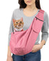 Pet Sling Carrier - Adjustable Shoulder Strap Puppy Tote, Hands-Free Reversible Pet Backpack for Outdoor Travel Pink