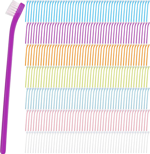 100 Pack (7 Tioncy Pcs Small Dog Toothbrush Bulk Long Handle Pet Toothbrushes with Soft Bristles, Dental Care Teeth
