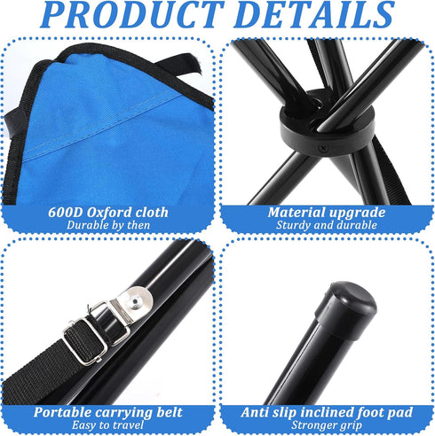 KKONHII Stool,17 Inch Small Travel Folding Camping Folding Outdoor Tripod Seats Blue Portable Camping Stool for Garden