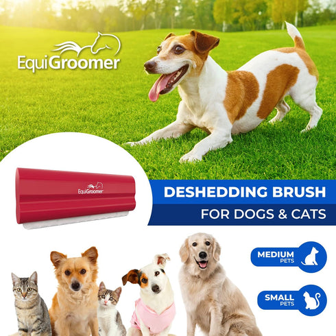 EasyGroomer Deshedding Brush for Dogs Cats - Red Undercoat Tool for Large and Small Pets, Perfect Clean for Grooming