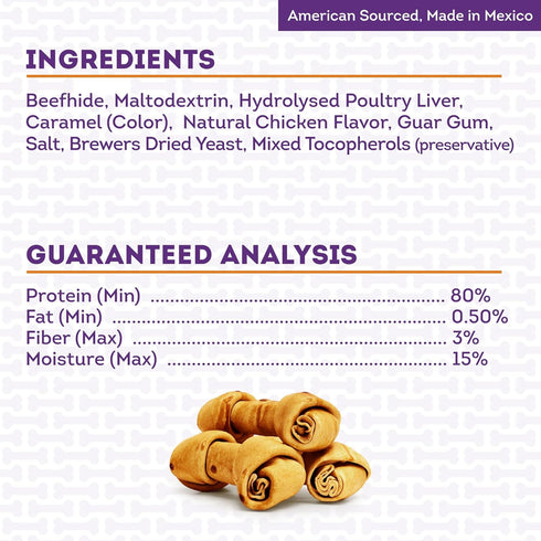 American Sourced Beefhide Bones, 6-7" Dog Chew Treats, Chicken Flavor, 3 Count