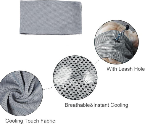 NACOCO 2 Pcs Dog Instant Cooling Scarf - Summer Pet Bandana for Bulldog (Gray, M)