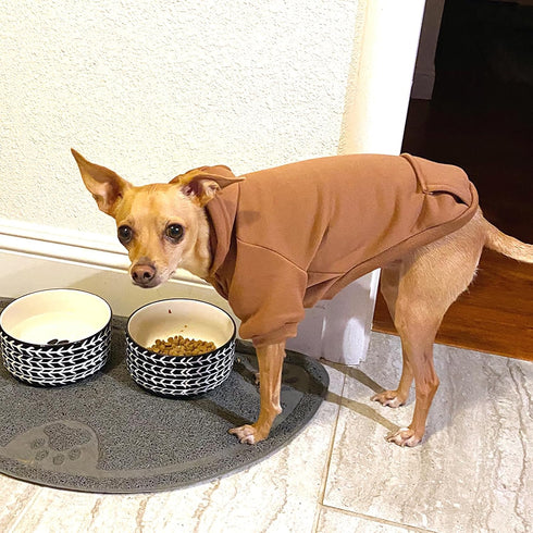 Jecikelon Winter Dog Hoodie Sweatshirts with Pockets, Warm Clothes for Small Dogs Chihuahua (Coffee, XX-Small)