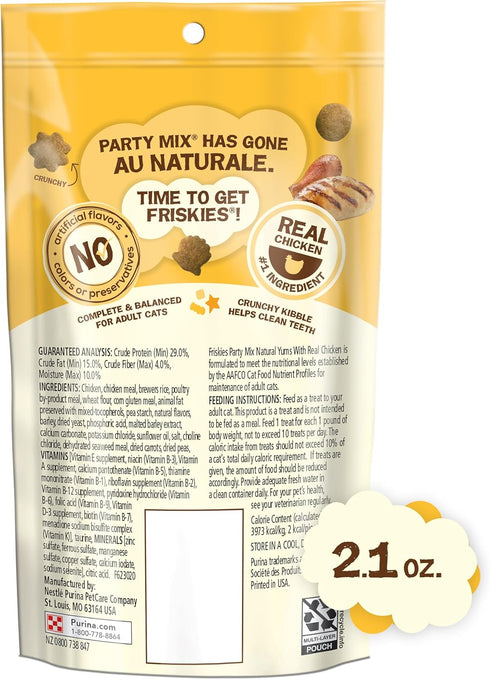 (Pack 10) 2.1 oz. Purina Friskies Natural Cat Treats, Party Mix Natural Yums With Real Chicken & Vitamins, Minerals