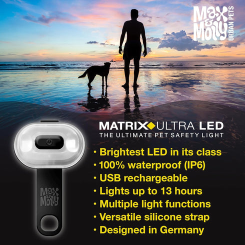 Max & Molly Rechargeable LED Dog Collar Light - Waterproof Safety Light for Night Walking, Running, Biking
