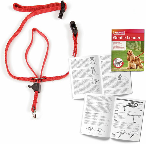 Beaphar Gentle Leader Head Collar for Small Dogs - Stops Pulling on the Lead, Training Aid with Immediate Effect (Red x