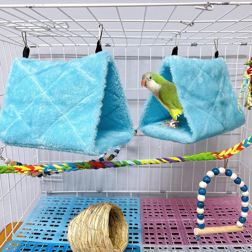 2Pcs Bird Tent Plush Hammock, Warm Hut Hanging Nest for Cage, Snuggle Sleeping Bed for Parrots