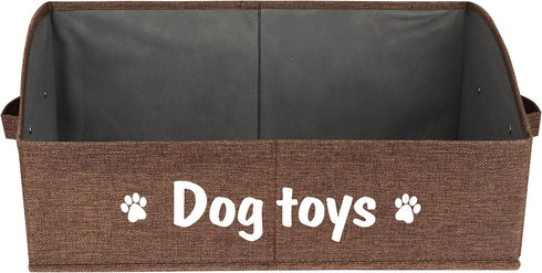 PET ARTIST Sturdy Collapsible Dog Toy Storage Basket with Handles - Large Dog Toy Box Bin for Chew Toys, Clothes, Brown
