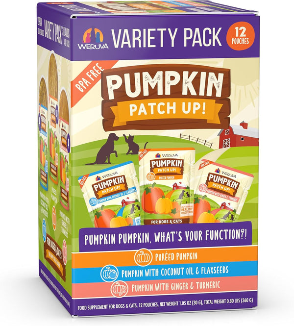 Weruva Pumpkin Patch Up! Variety Pack for Dogs & Cats, 1.05oz Pouch, Pack of 12