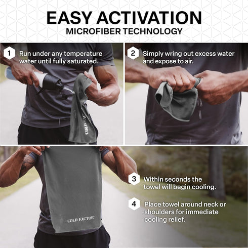 50+, 2+ COLD FACTOR Instant Cooling Hoodie Towel Advanced Chemical-Free Evaporative Cooling Technology UPF Hours