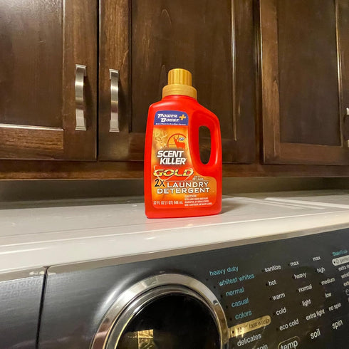 Eliminator,32 Ounces,(Pack 2) Scent Killer Gold Scent Free Laundry Detergent for Hunting Gear with Power Boost Plus