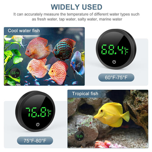 Ankilo 5S 1F, Upgraded Aquarium Thermometer, Refresh Speed, Digital Fish Tank Thermometer LED Display Stick-on