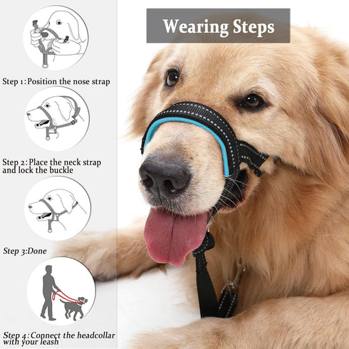 BARKLESS Dog Head Collar, No Pull Head Halter with Soft Padding for Large Medium Small Dogs