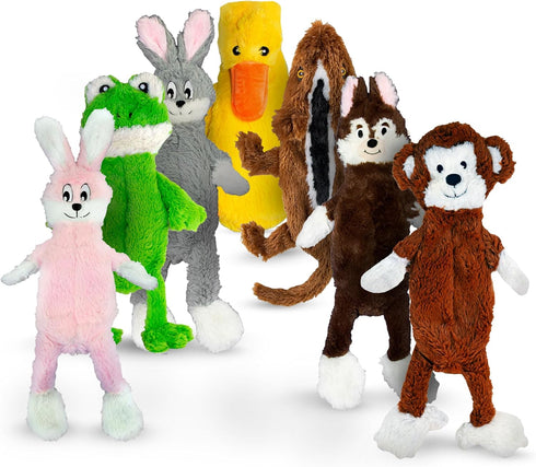 FGA MARKETPLACE 7 Pack Flat NO Stuffing NO Squeak Plush Dog Toys, 21 Inch Long for Small and Medium Dogs
