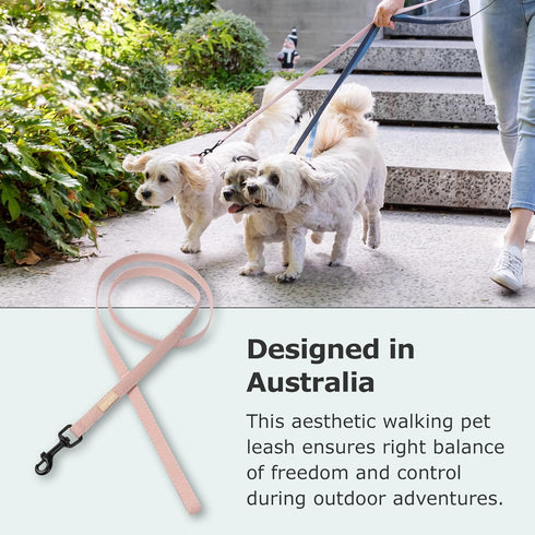 FuzzYard Life Dog Lead, Size L, Stylish Premium Cotton Design in Soft Blush for Everyday Walking