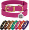 BRONZEDOG Leather Dog Collar with QR ID Tag, Basic Pet Collars for Small Mini Dogs Cats Puppies (7-9 Inch (Pack of 1),
