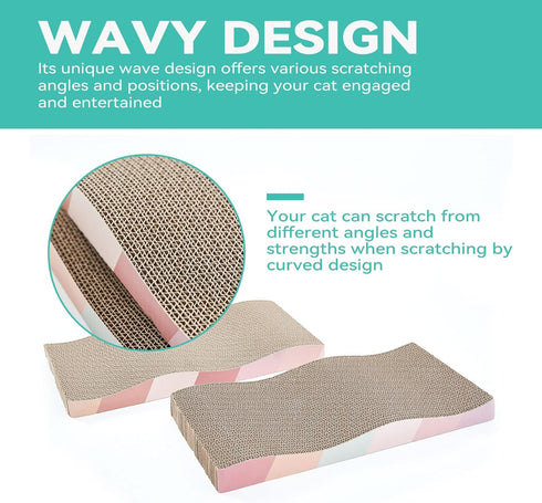 Cardboard Cat Scratchers, 5pcs Reversible Large Wide Cat Scratching Pads for Indoor Cats with Catnip and Mini Toy