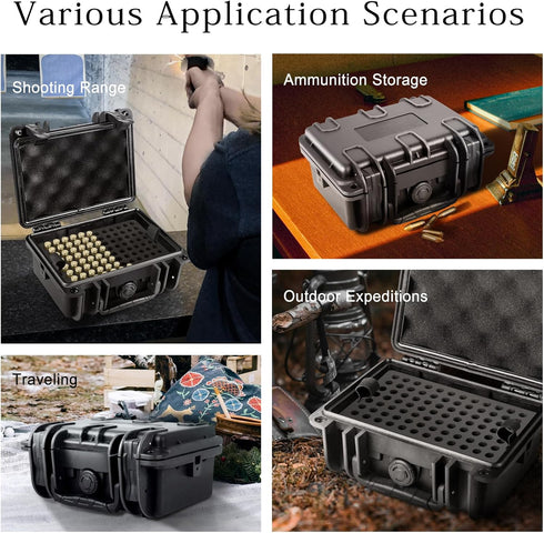 FUNANASUN 192 Round Ammo Storage Box, Waterproof 9mm Ammo Case, Locking Storage Case for Range Day and Outdoor Adventure