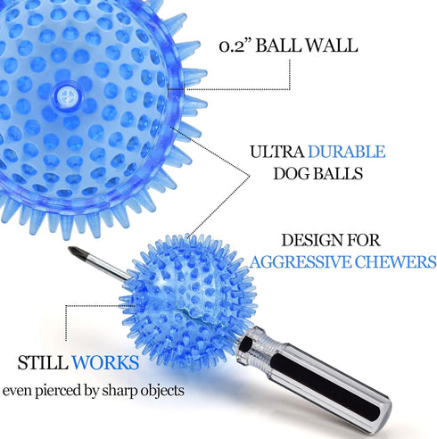 6PACK Squeaky Dog Toys, Spiky Dog Balls for Dental Health, Squeaker Ball Toys for Aggressive Chewers (S 6PACK)
