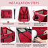 PetsHome Foldable Dog Car Seat, Waterproof Booster Seat for Small to Medium Dogs, Breathable Oxford Travel Bag, Pure Red