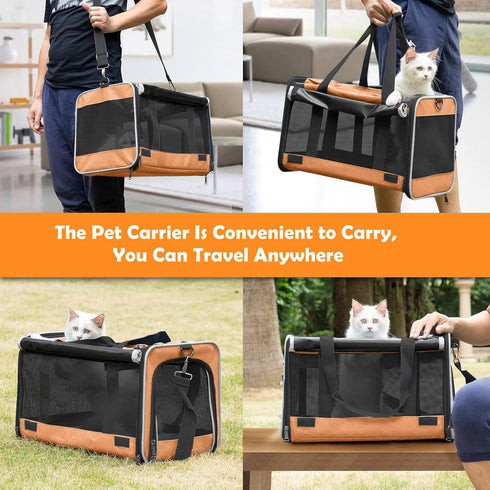 Portable Soft-Shell Dog Carry Bag for Puppy - Foldable Travel Cage for 0-15 lbs Pomeranian & Yorkie