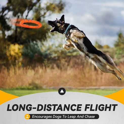 Dog Ring Toy - Tough Chew Toy for Aggressive Chewers, Indestructible Flying Discs for Medium Large Breeds, Orange
