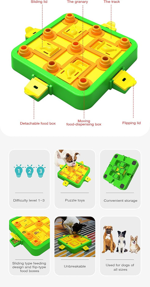 AUTENS Dog Puzzle Toys - Interactive for Puppy Mental Stimulation, 3 Level Treat Puzzle for All Dogs (Green)