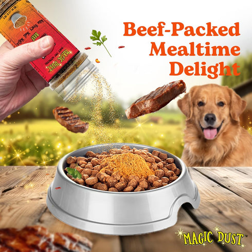 3.5 Wild Meadow Farms - Magic Dust Beef Jerky Topper, Single Protein Pet Food Topper for Dogs and Cats, Enhance Flavor