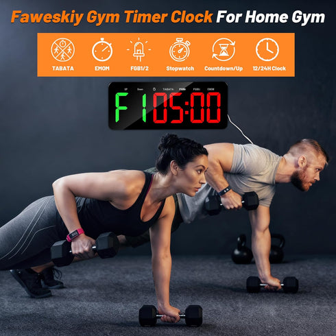 Faweskiy Count Upgraded Gym Timer Clock for Tabata/FBG/EMOM - Large Workout Clock for Home Gym with Remote Control