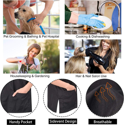 Noverlife Short Sleeves Pet Grooming Work Clothes - XL Splash Proof Anti-Static Smock for Dog Cat Groomer Cosmetologist