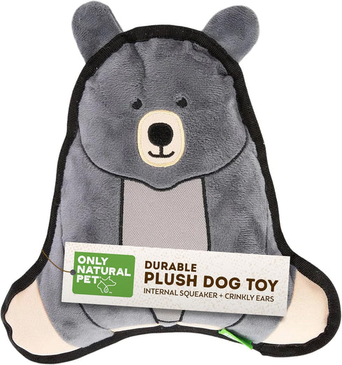 Only Natural Pet Mountain Friends Recycled Plush Dog Toys - Beatrice The Bear, 9" x 9.5", Durable Double-Stitched