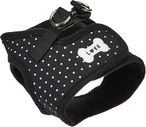 Puppia Dotty Step-in Vest Dog Harness, No Pull No Choke, Easy Wear for Small & Medium Dogs, Black