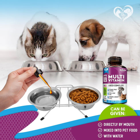 Cat & Dog Multivitamin Liquid with Glucosamine & Cranberry | 15 in 1 Health Supplements for Urinary Tract & Joint