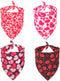 ADOGGYGO 4 Pack Valentine Dog Bandana Triangle Pet Scarf, Red Pink Heart Pattern for Medium Large Dogs (Large)