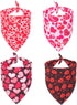 ADOGGYGO 4 Pack Valentine Dog Bandana Triangle Pet Scarf, Red Pink Heart Pattern for Medium Large Dogs (Large)