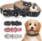 Rhinestone Leather Dog Collar Bling Collars for Small Medium Large Dogs - Adjustable Soft Microfiber Leather (1" Wide,
