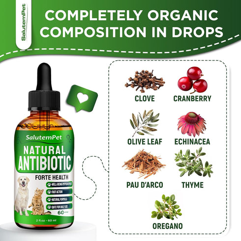 Natural Antibiotics for Dogs, Help with Allergies and UTIs, Herbal Supplement for All Breeds and Ages, 2 oz